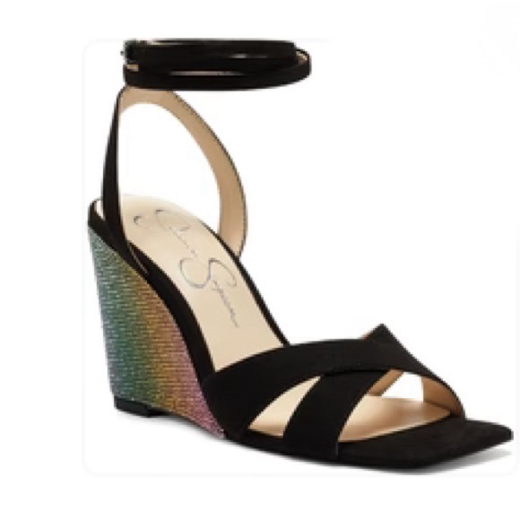NIB [Jessica Simpson] Arlisa 2 Rainbow Heel Ankle Strap Wedge Sandal Womens Sz 6 - Picture 2 of 13